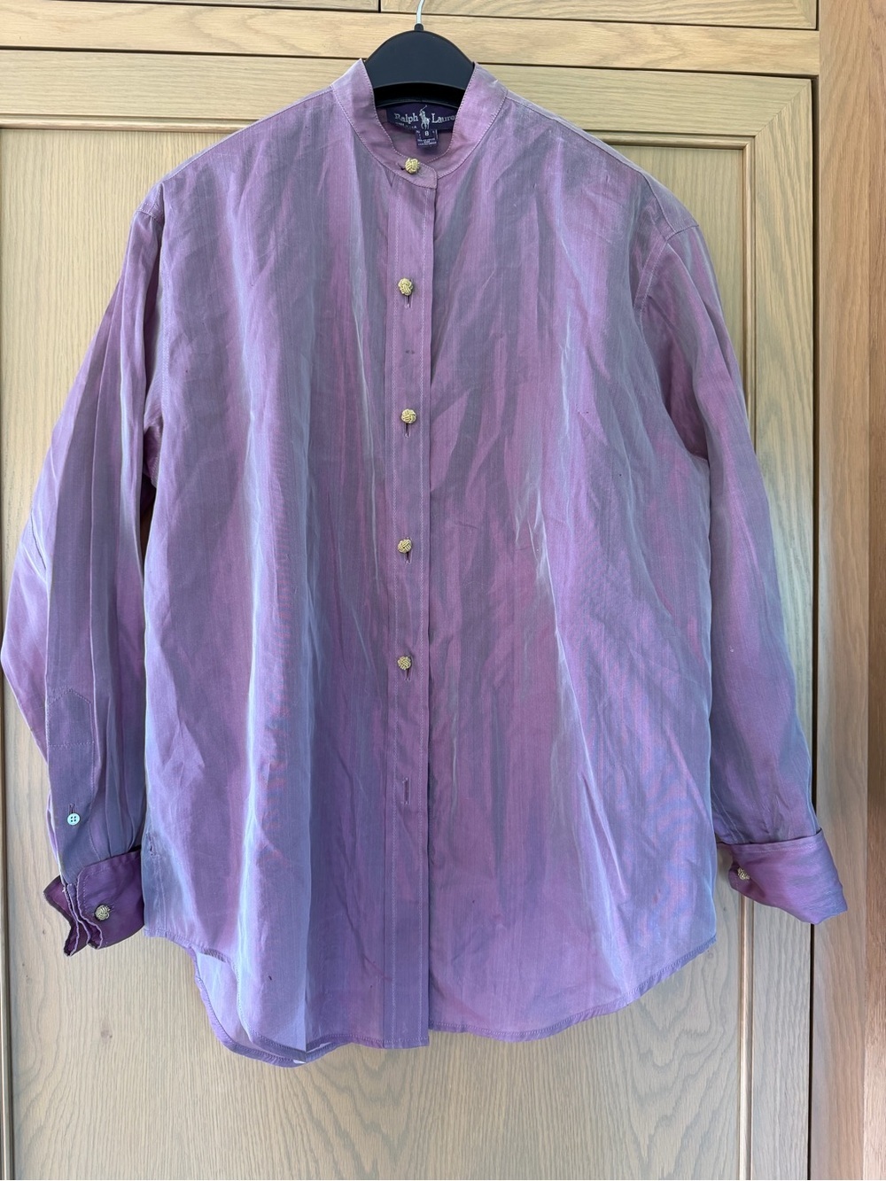 Vintage Purple Label Made USA Silk Ralph Lauren Mandarin Collar Frog Button / 8